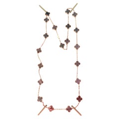 Van Cleef & Arpels Vintage Alhambra 20 Motif Long Necklace Silver Obsidian & 18K