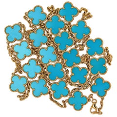 Van Cleef & Arpels Vintage Alhambra 20 Motif Long Turquoise Necklace