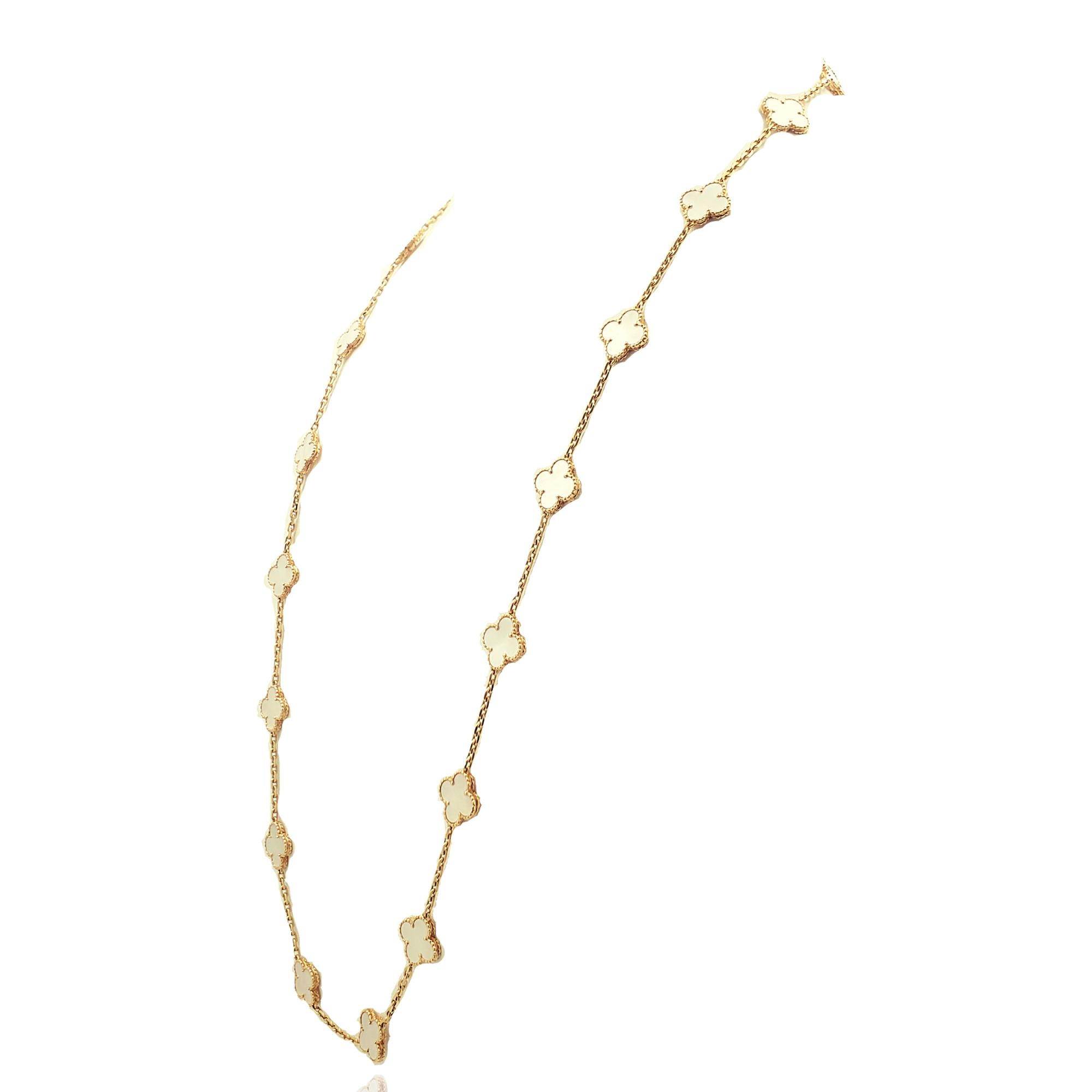 Van Cleef & Arpels Vintage Alhambra Perlmutt-Halskette mit 20 Motiven (Zeitgenössisch)