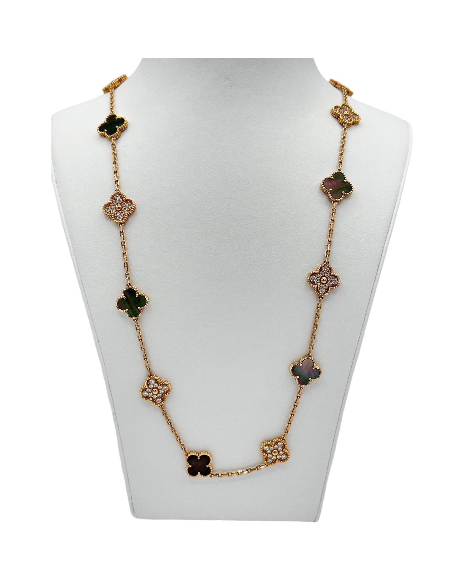 Van Cleef & Arpels Vintage Alhambra 20 Motif Necklace in 18K Rose Gold In Excellent Condition For Sale In Chevy Chase, MD