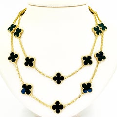 Van Cleef & Arpels Vintage Alhambra 20 Motif Onyx Collier Or 18K