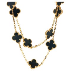Van Cleef & Arpels Vintage Alhambra 20 Motif Onyx Collier Or 18K