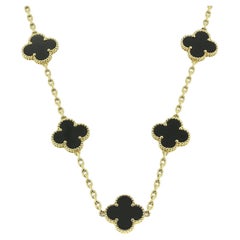 Van Cleef & Arpels Vintage Alhambra 20 Motif Onyx Necklace