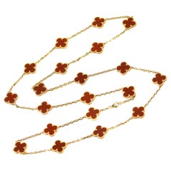 Van Cleef & Arpels Vintage Alhambra 20 Motifs Carnelian Gold Long Necklace