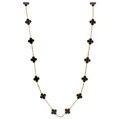 Van Cleef & Arpels Vintage Alhambra 20 Motifs Long Onyx Necklace