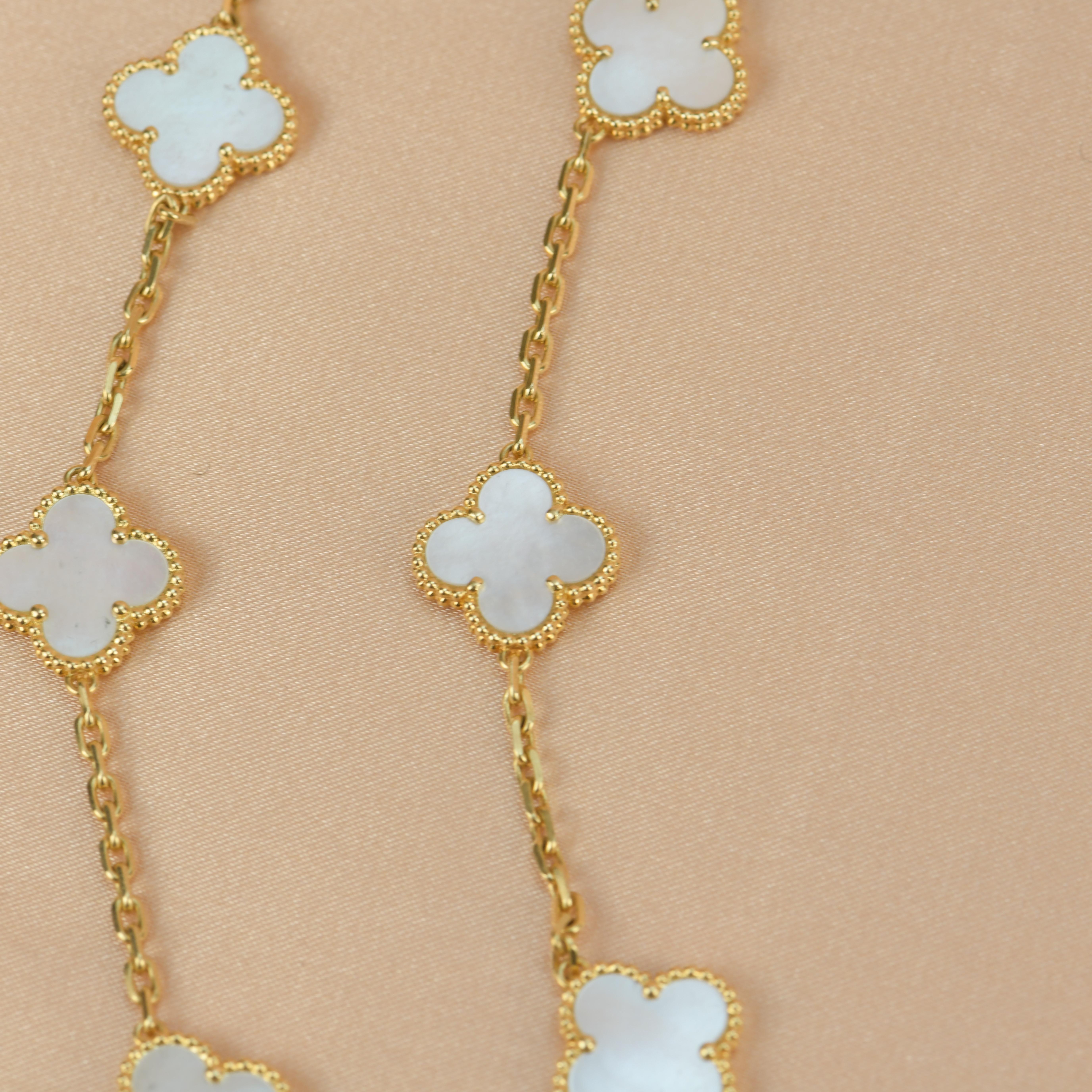 Van Cleef & Arpels Vintage Alhambra 20 Motifs Mother of Pearl Long Necklace 4