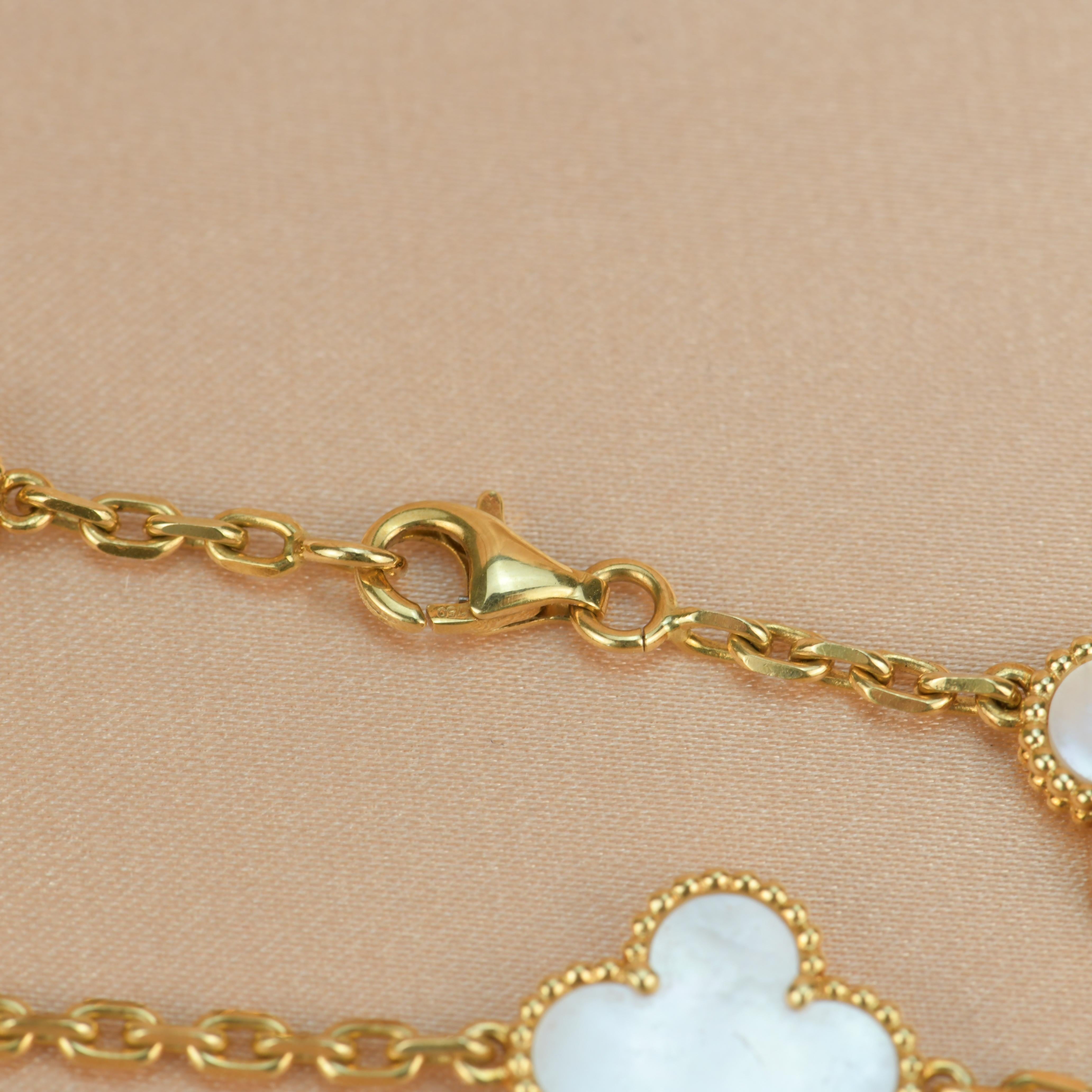 Van Cleef and Arpels Vintage Alhambra 20 Motifs Mother of Pearl Long Necklace at 1stDibs vca