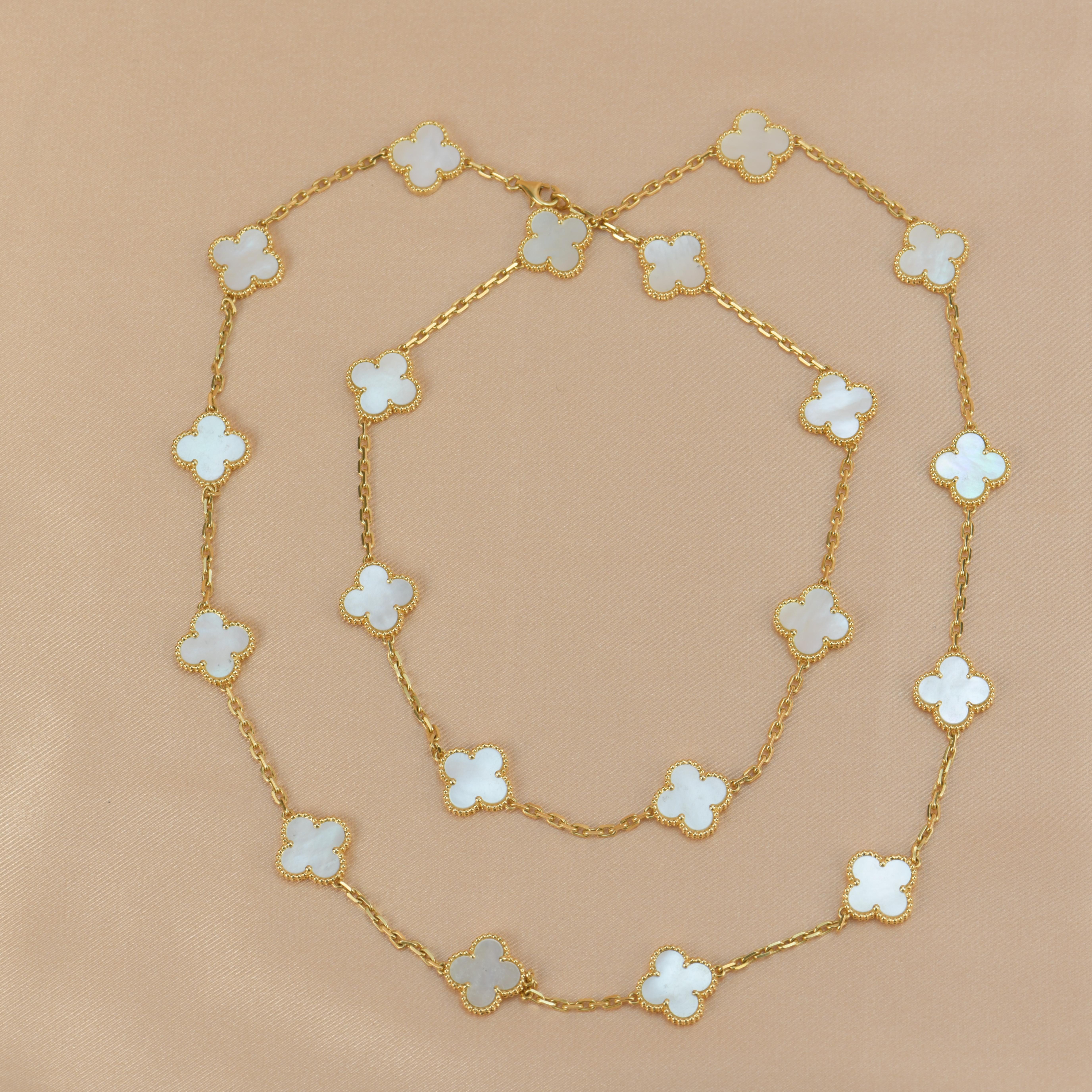 Van Cleef & Arpels Vintage Alhambra 20 Motifs Mother of Pearl Long Necklace 7