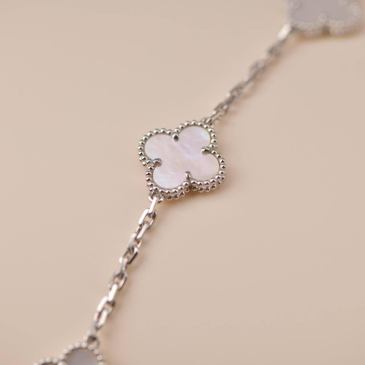 Women's Van Cleef & Arpels Vintage Alhambra 20 Motifs Mother of Pearl Long Necklace