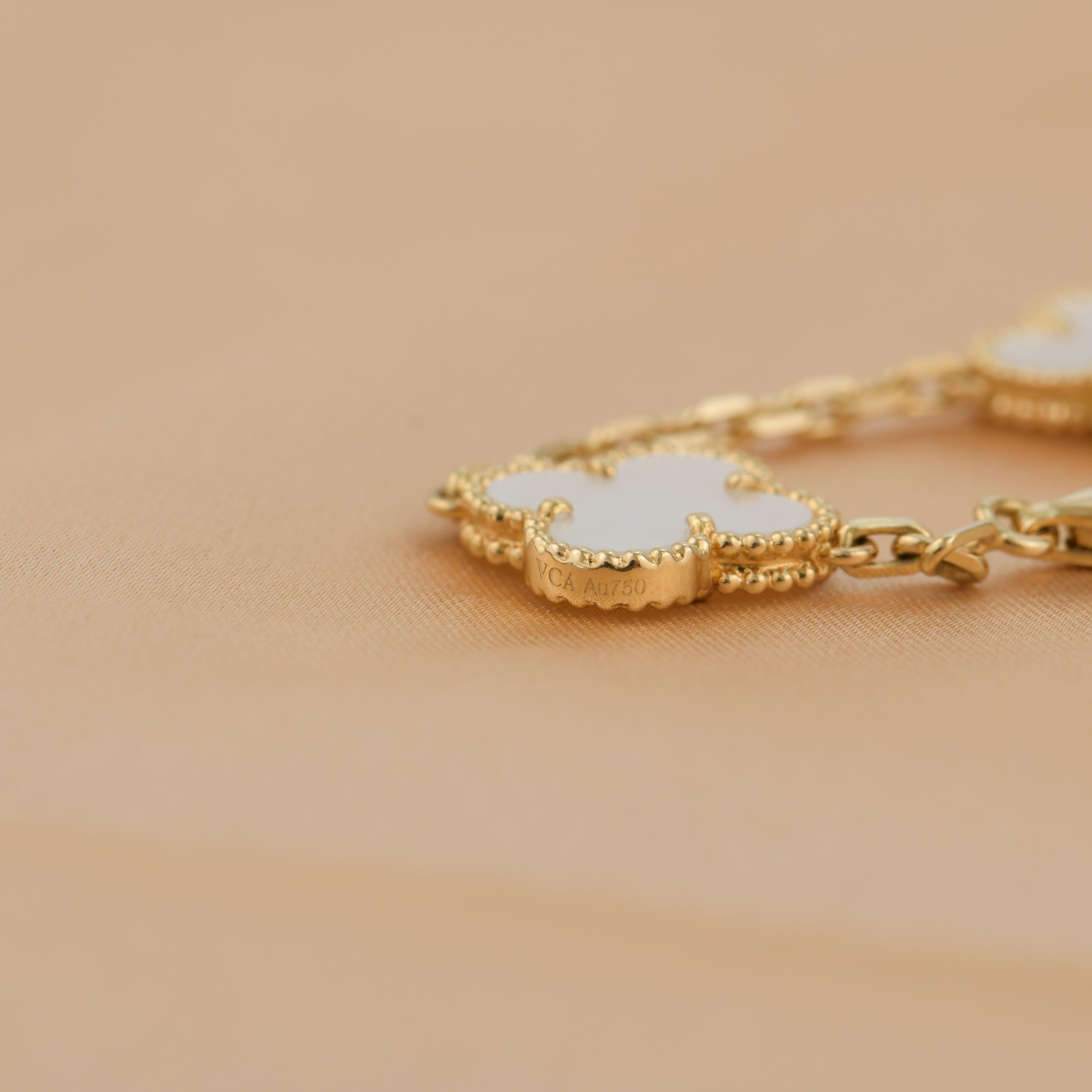 Van Cleef and Arpels Vintage Alhambra 20 Motifs Mother of Pearl Long Necklace at 1stDibs vca