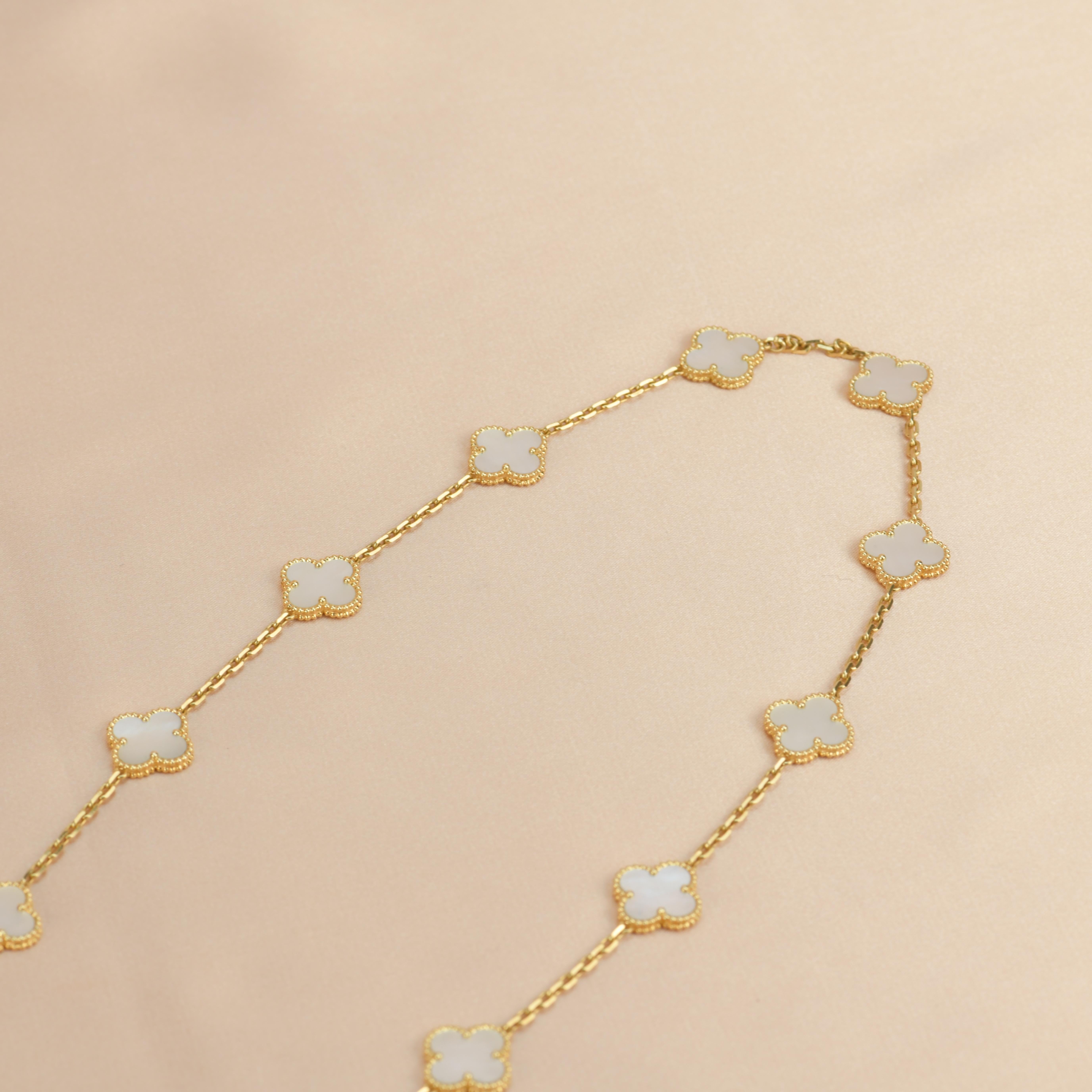 Van Cleef & Arpels Vintage Alhambra 20 Motifs Mother of Pearl Long Necklace 1