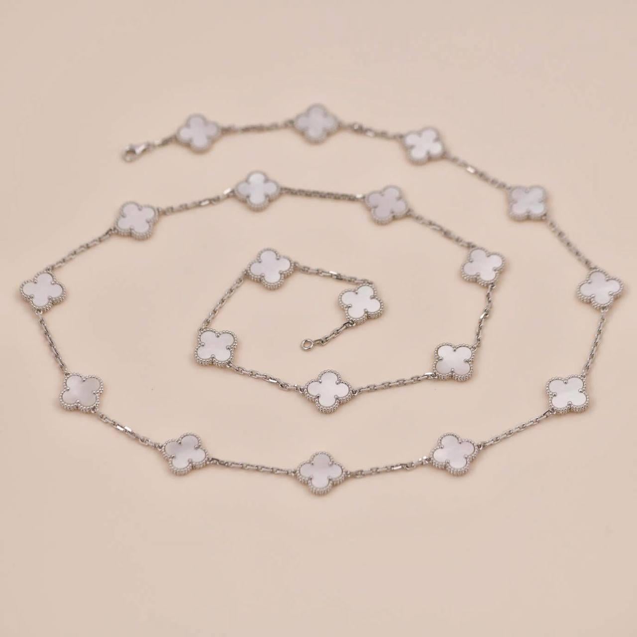 Van Cleef & Arpels Vintage Alhambra 20 Motifs Mother of Pearl Long Necklace 2