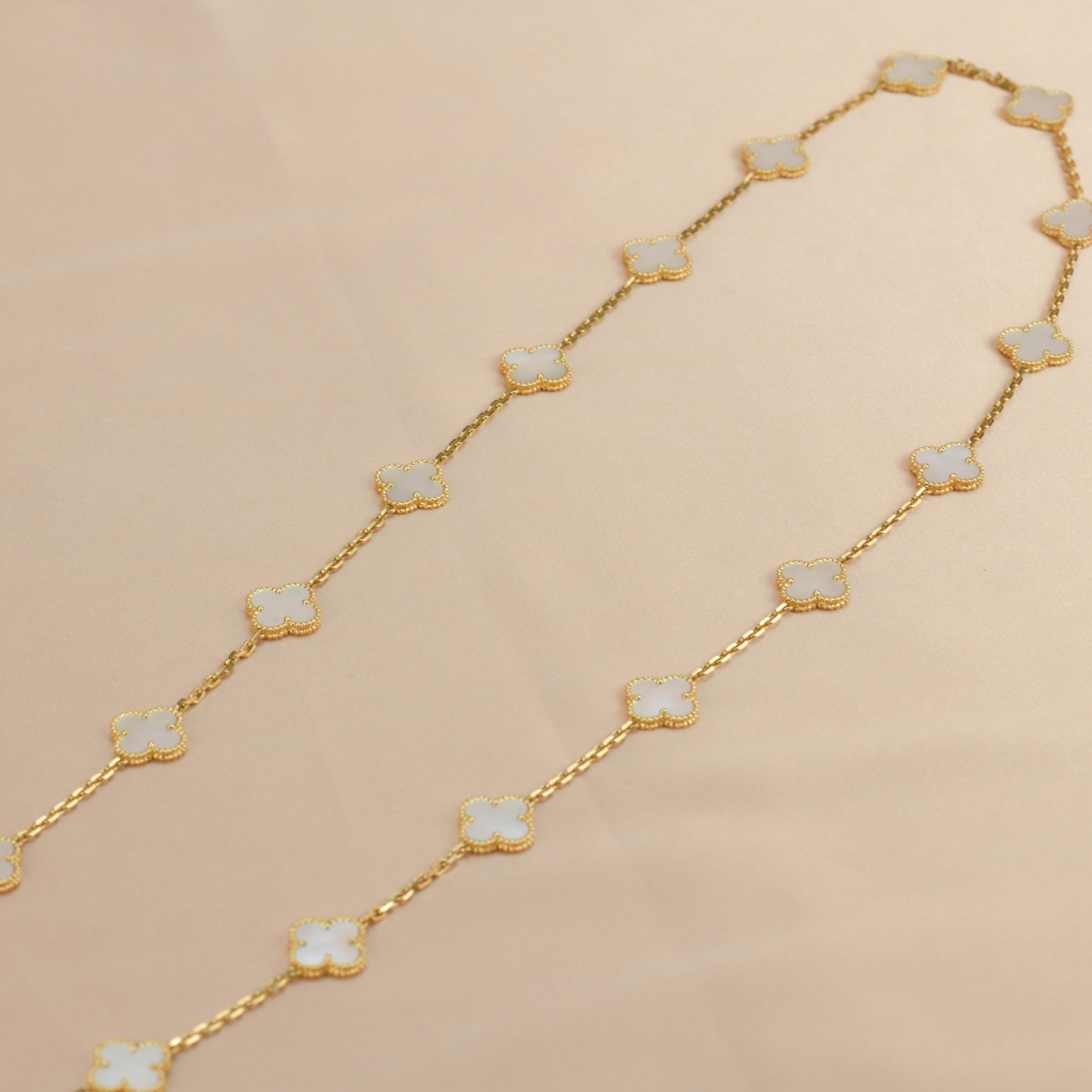 Van Cleef & Arpels Vintage Alhambra 20 Motifs Mother of Pearl Long Necklace 2