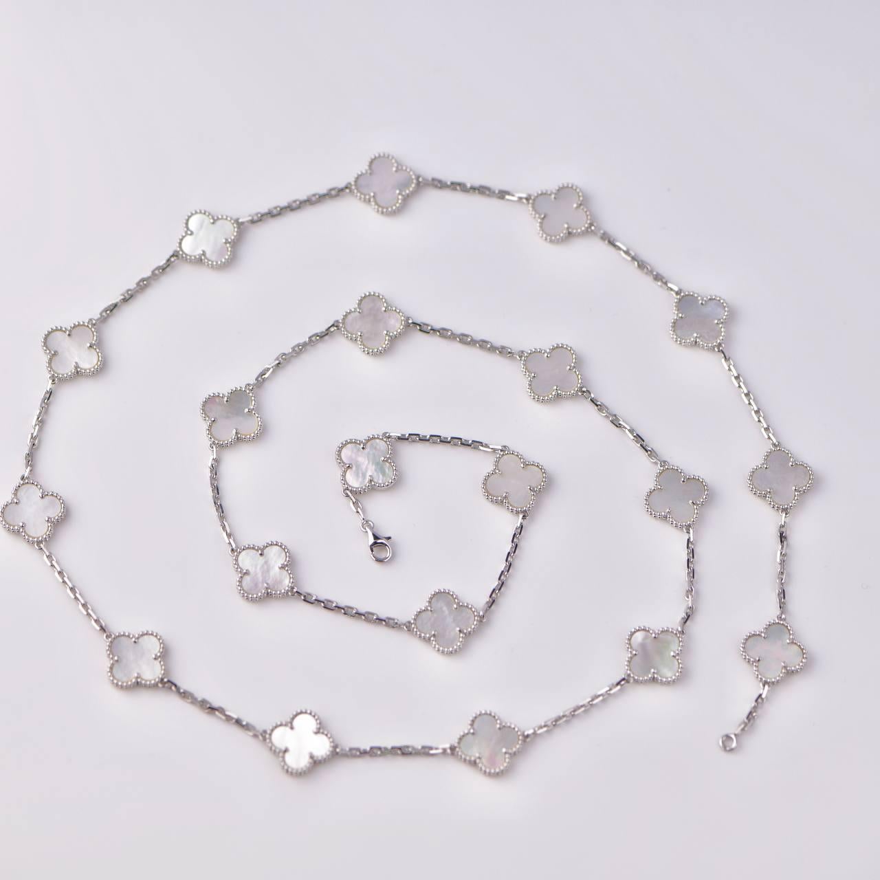 Van Cleef & Arpels Vintage Alhambra 20 Motifs Mother of Pearl Long Necklace 1