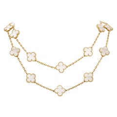 Van Cleef & Arpels Vintage Alhambra Lange Perlmutt-Halskette mit 20 Motiven