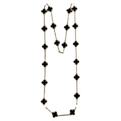 Van Cleef & Arpels Vintage Alhambra 20 Motifs Necklace, Onyx, Yellow Gold