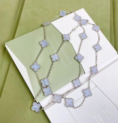 Van Cleef & Arpels Vintage Alhambra 20 Motifs White Gold Long Necklace