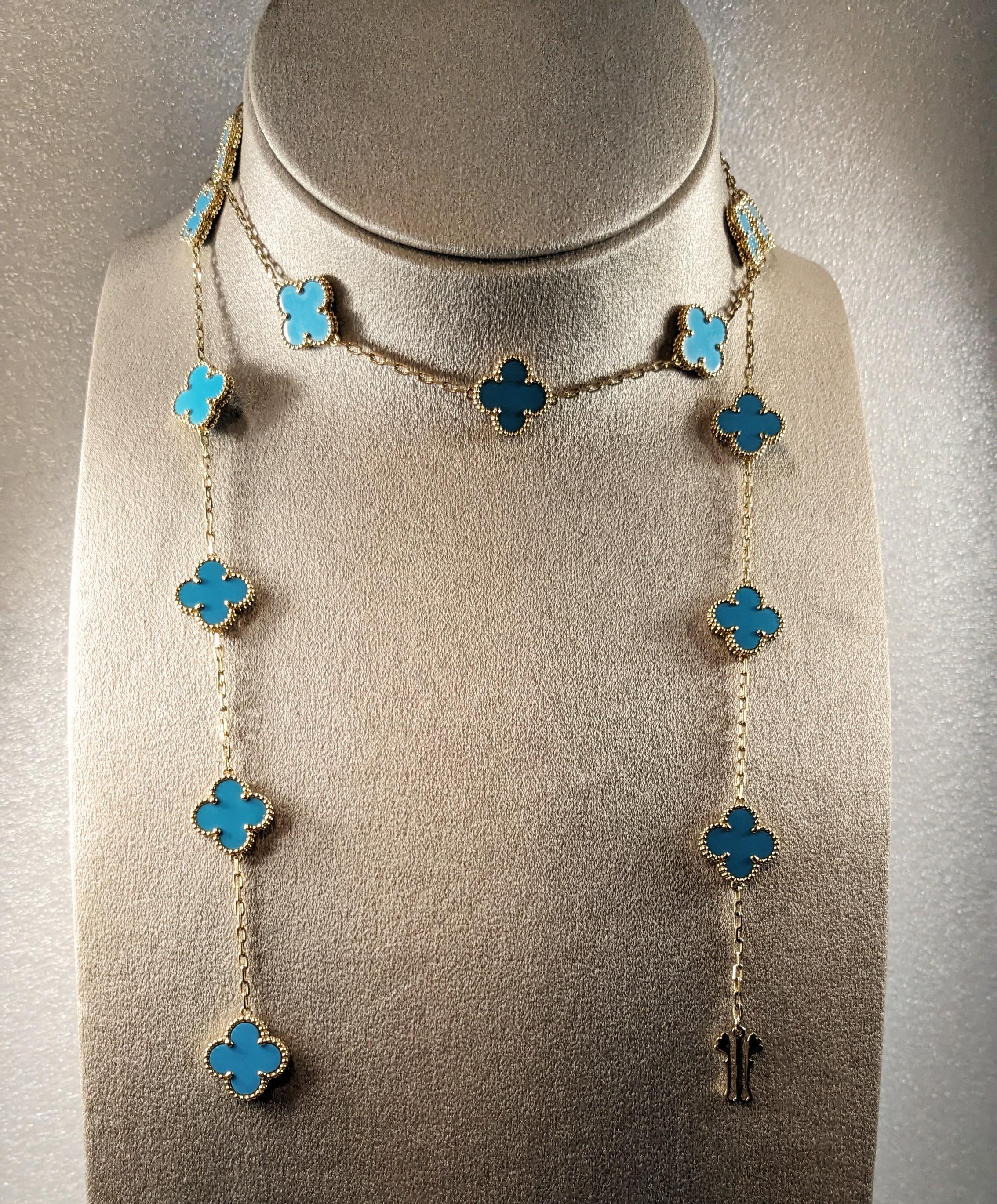 Van Cleef & Arpels Vintage Alhambra  20 Turquoise 18k gold Necklace 1