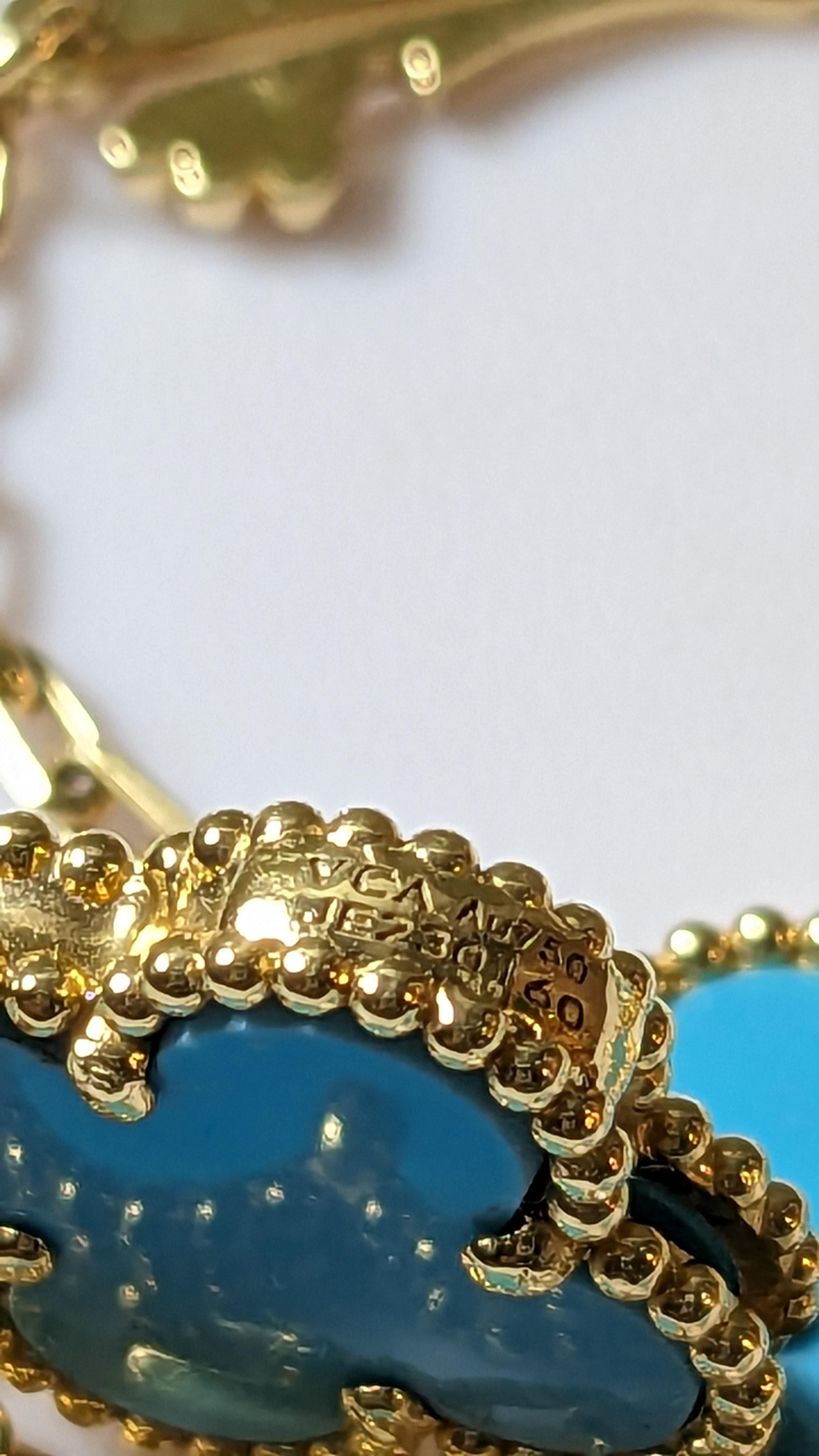 Van Cleef & Arpels Vintage Alhambra  20 Turquoise 18k gold Necklace 3