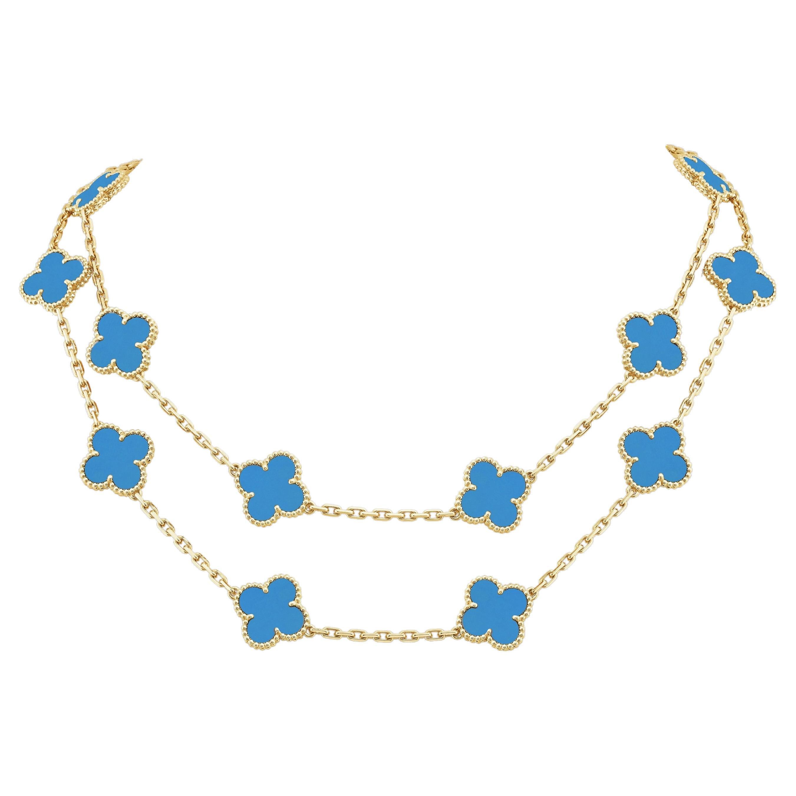 Van Cleef & Arpels Vintage Alhambra  20 Turquoise 18k gold Necklace