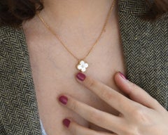 Van Cleef & Arpels Vintage Alhambra 2012 Holiday Diamond MOP Pendant Necklace