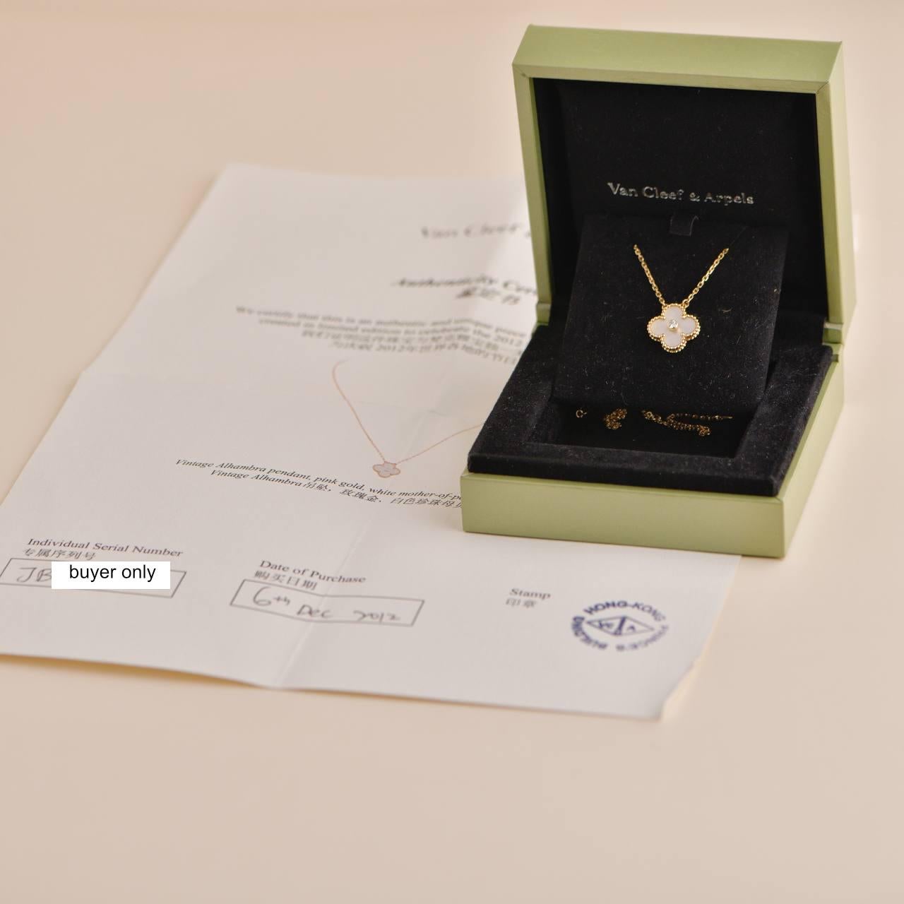 SKU	CT-2572
Comes With	Full set (Box+Paper)
Date	2012
Model	ARO39Y00
Serial Number	JB******
Metal	18k Rose Gold
Stones	Mother of Pearl, Diamond
Weight	approx 6.2 g
Length	approx 42 cm
Condition	Excellent
Other Info	Diameter: approx