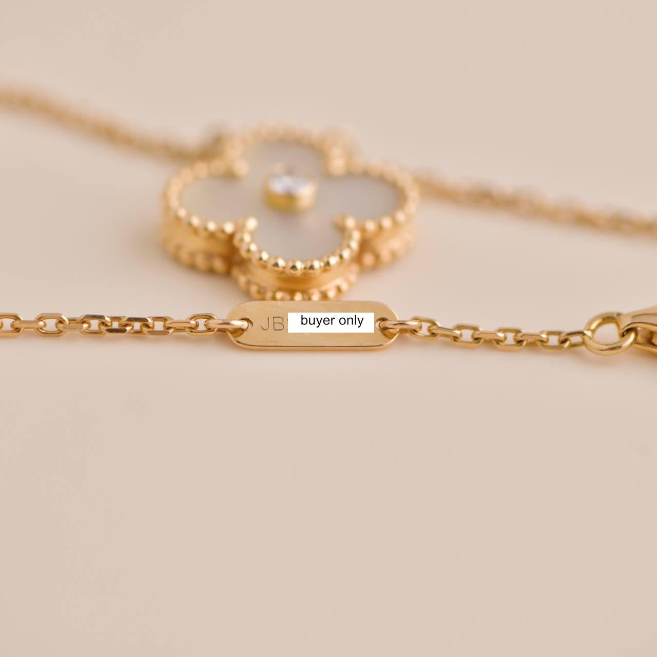 Van Cleef & Arpels Vintage Alhambra 2012 Holiday Diamond MOP Pendant Necklace 3