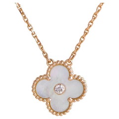Van Cleef & Arpels Collier pendentif Vintage Alhambra 2012 Holiday Diamond MOP
