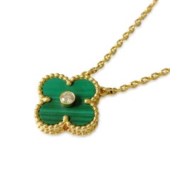 Van Cleef & Arpels Vintage Alhambra 2013 Diamond Malachite Pendant Necklace