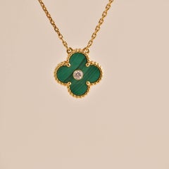 Van Cleef & Arpels Vintage Alhambra 2013 Diamond Malachite Pendant Necklace