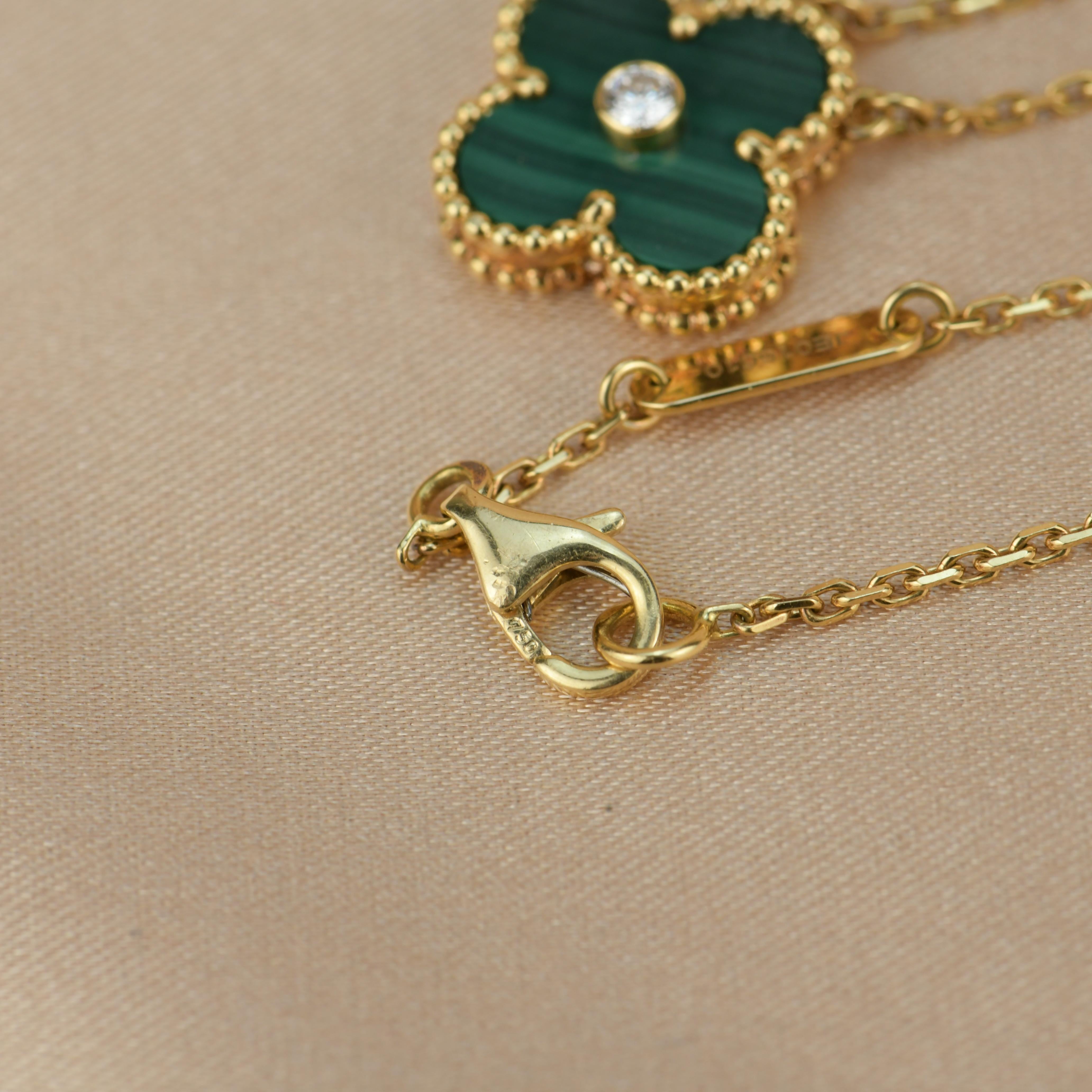 Van Cleef & Arpels Vintage Alhambra 2013 Diamond Malachite Pendant Necklace 1