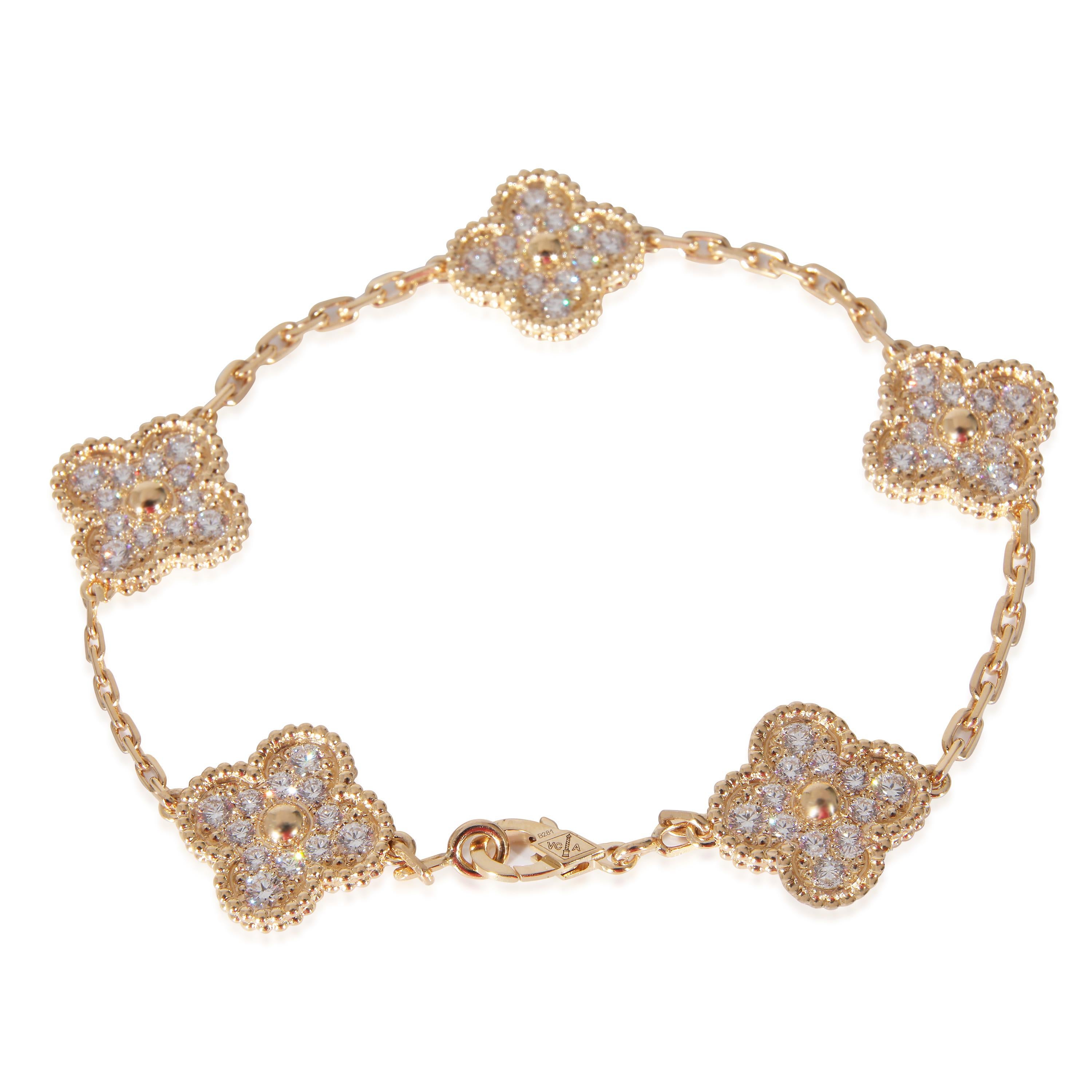 Van Cleef & Arpels Vintage Alhambra Armband aus Gelbgold mit 5 Diamantenmotiven

PRIMÄRE DETAILS
SKU: 133595
Auflistung Titel: Van Cleef & Arpels Vintage Alhambra 5 Diamant-Motive Armband in Gelbgold
Beschreibung des Zustands: Die 1968 lancierte