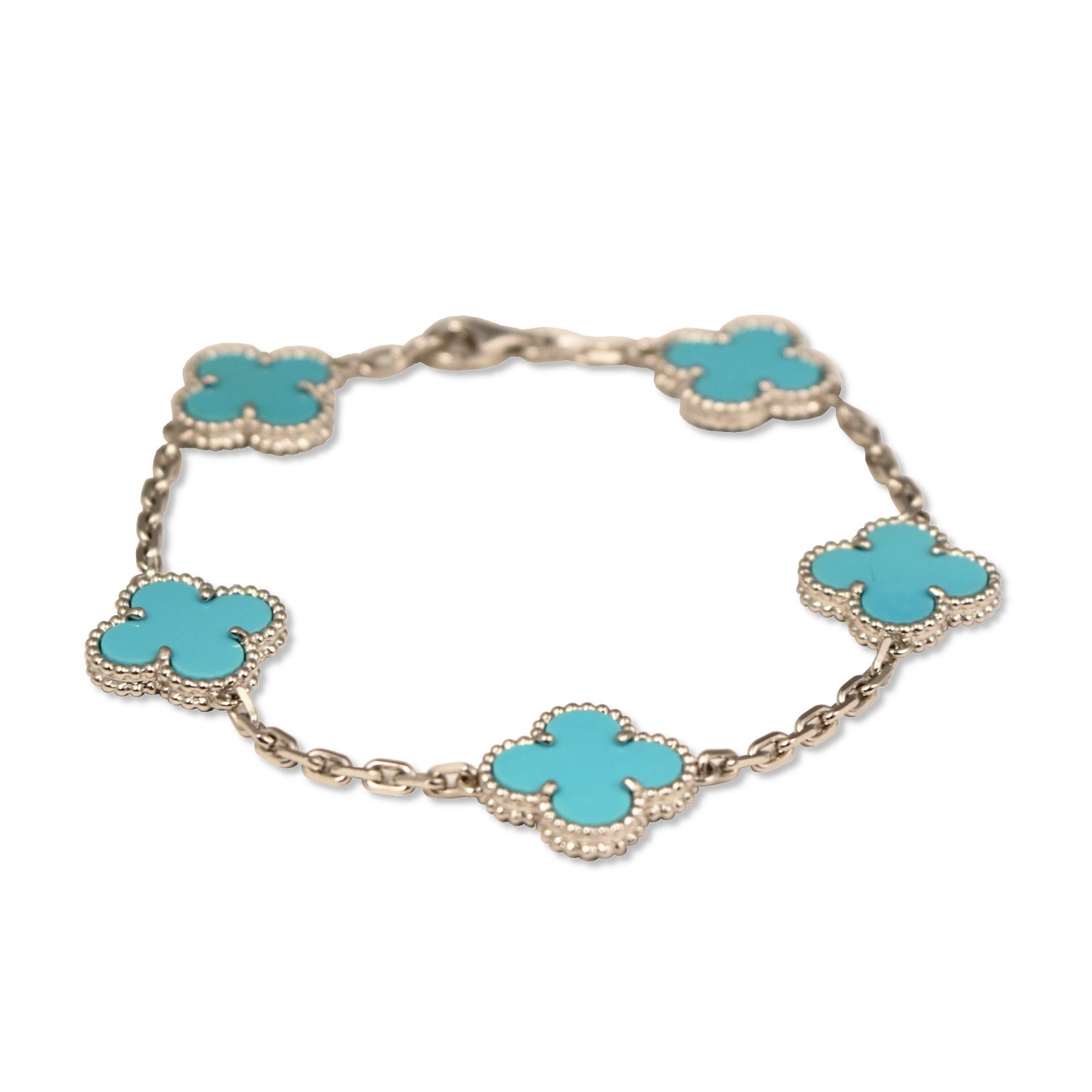 van cleef turquoise alhambra bracelet