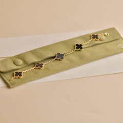 Van Cleef & Arpels Pulsera Vintage Alhambra 5 Motivos Ónix Negro Oro Amarillo 18K