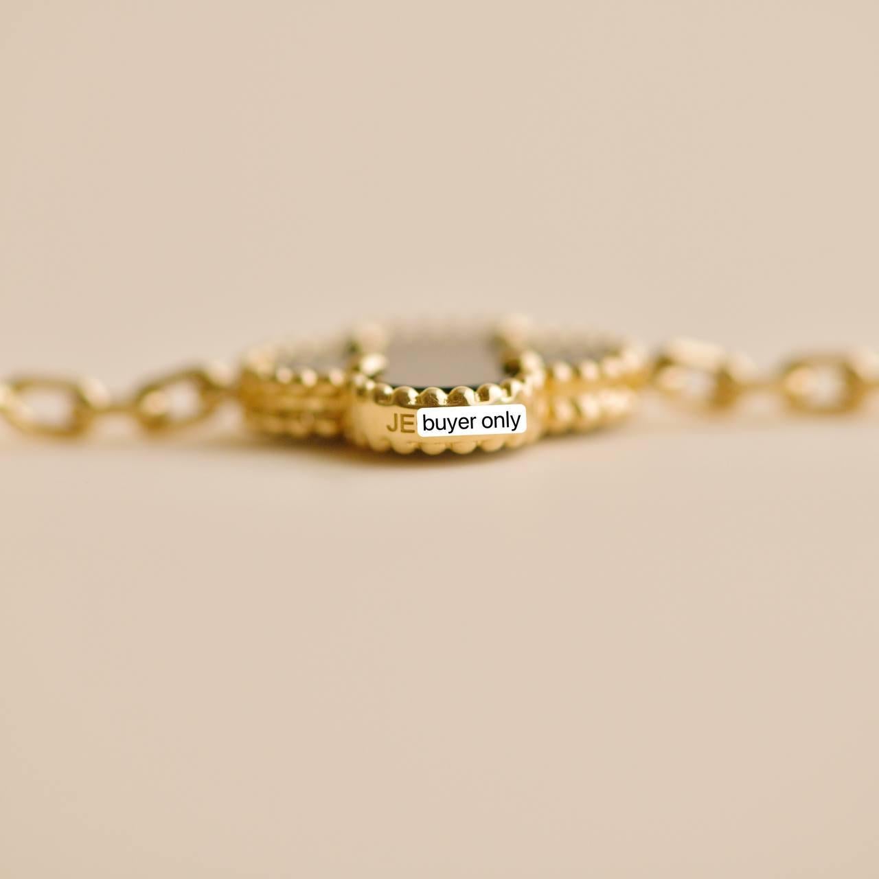 Van Cleef & Arpels Vintage Alhambra 5 Motif Black Onyx 18K Yellow Gold Bracelet 2