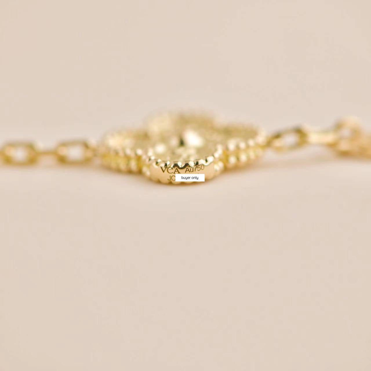Van Cleef & Arpels Vintage Alhambra 5 Motif Hammered 18K Yellow Gold Bracelet 2