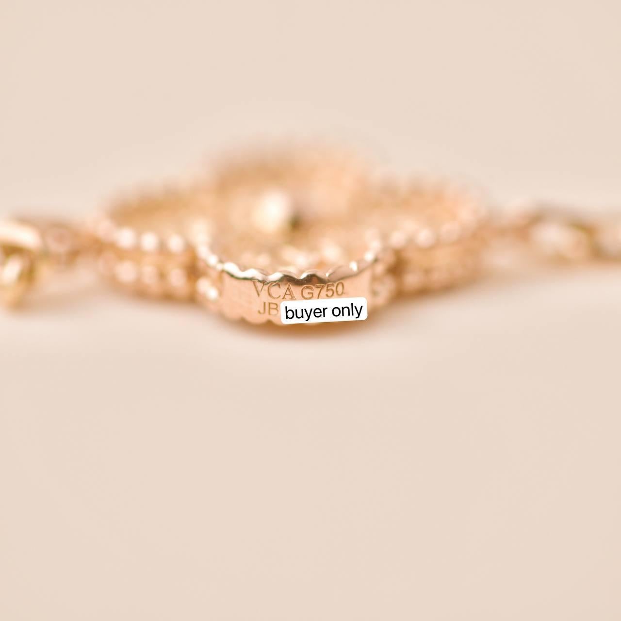 Van Cleef & Arpels Vintage Alhambra 5 Motif Hammered 18K Rose Gold Bracelet 2