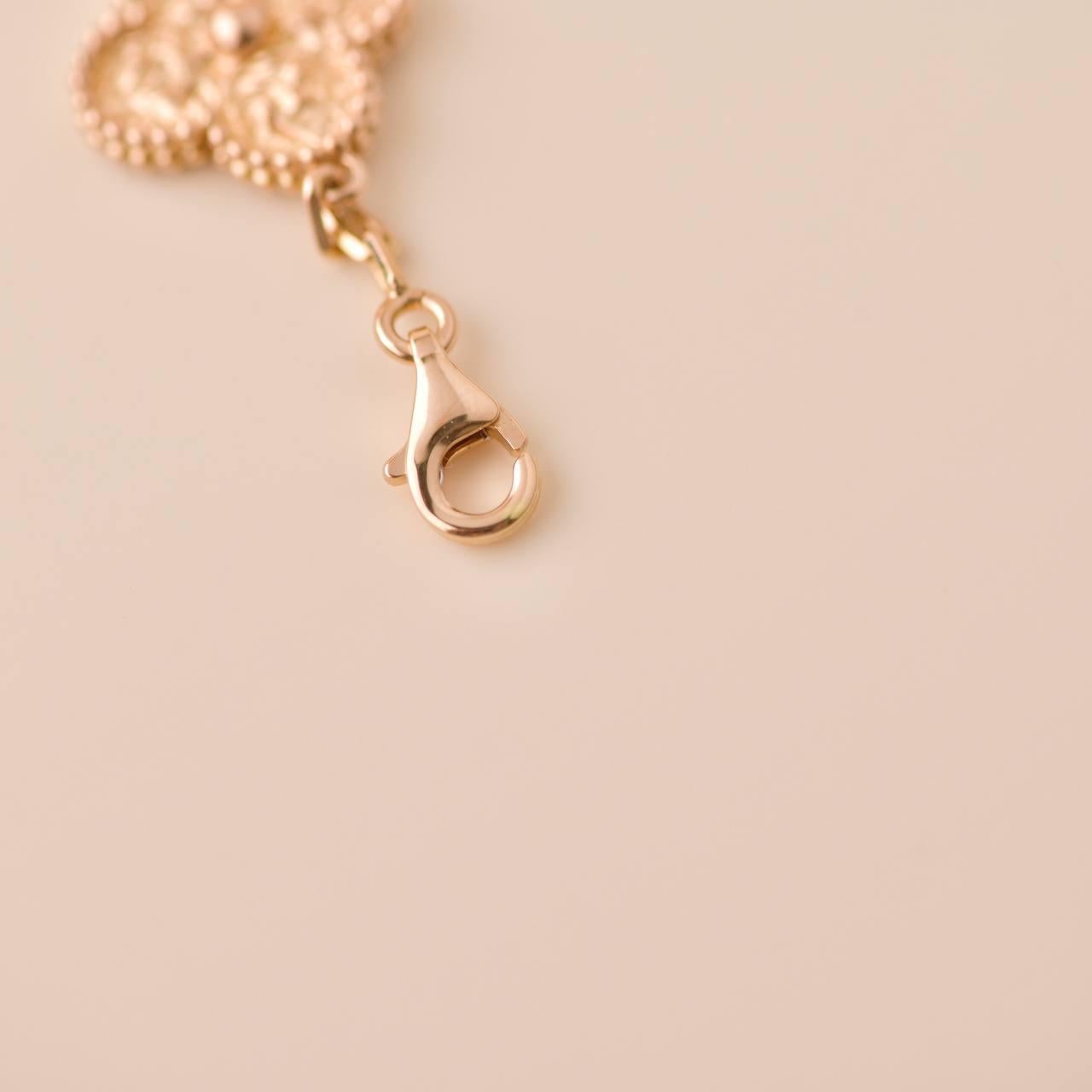 Van Cleef & Arpels Vintage Alhambra 5 Motif Hammered 18K Rose Gold Bracelet 3