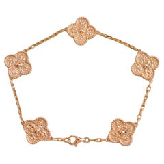 Van Cleef & Arpels Bracciale vintage Alhambra 5 Motivi in oro rosa 18 carati martellato