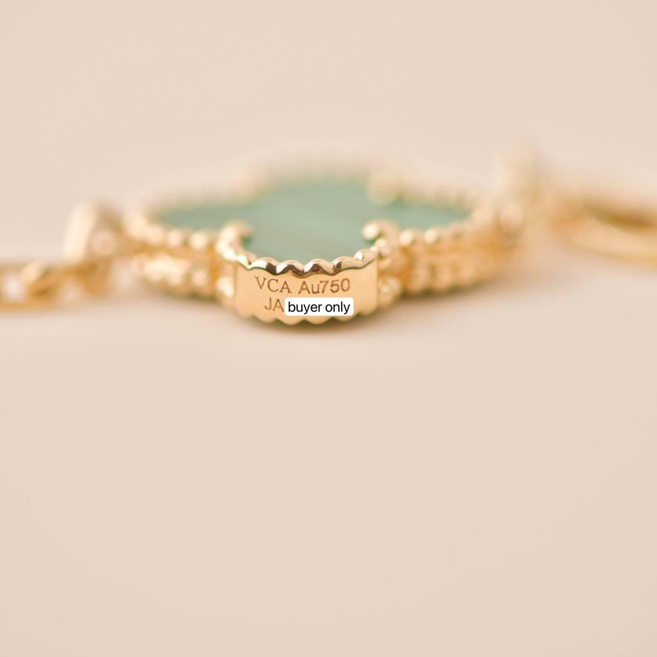 Van Cleef & Arpels Bracciale Vintage Alhambra 5 Motivi Malachite Oro 18K in vendita 2
