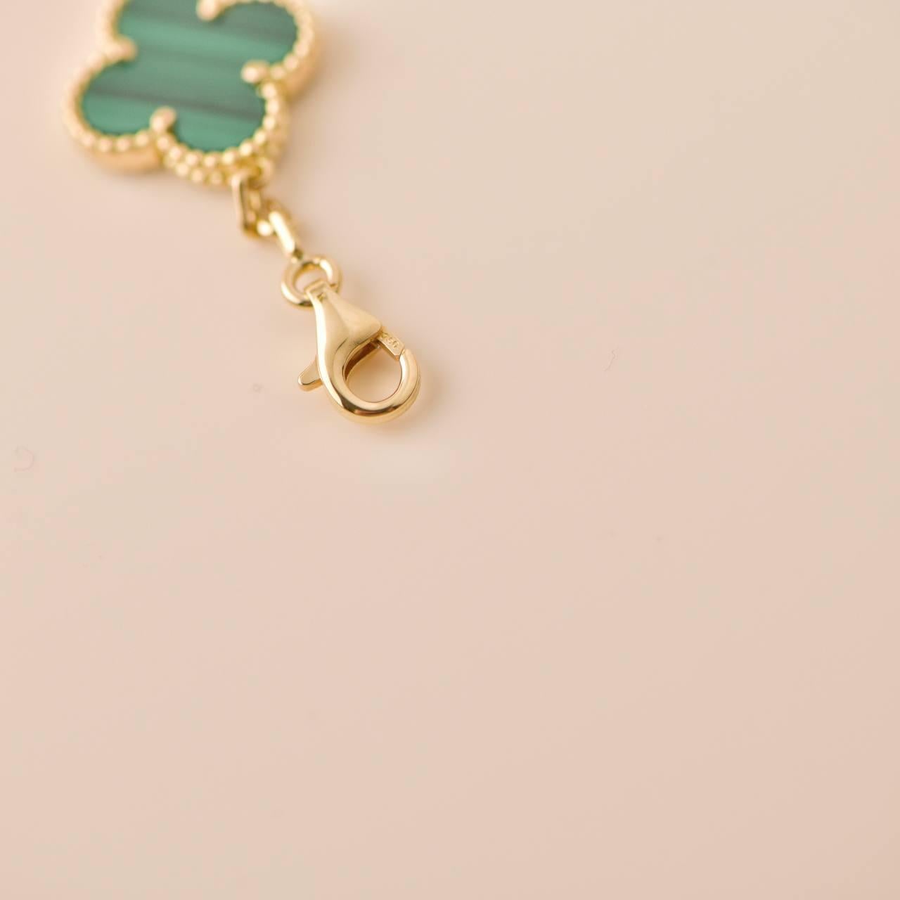 Van Cleef & Arpels Vintage Alhambra 5 Motif Malachite 18K Gold Bracelet 4