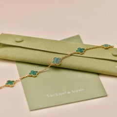 Van Cleef & Arpels Bracciale Vintage Alhambra 5 Motivi Malachite Oro Giallo 18K