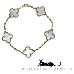 Van Cleef & Arpels Vintage Alhambra Armband aus Gelbgold mit 5 Motiven MOP