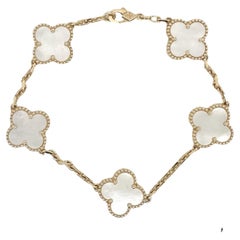 Van Cleef & Arpels Vintage Alhambra Perlmutt-Armband mit 5 Motiven