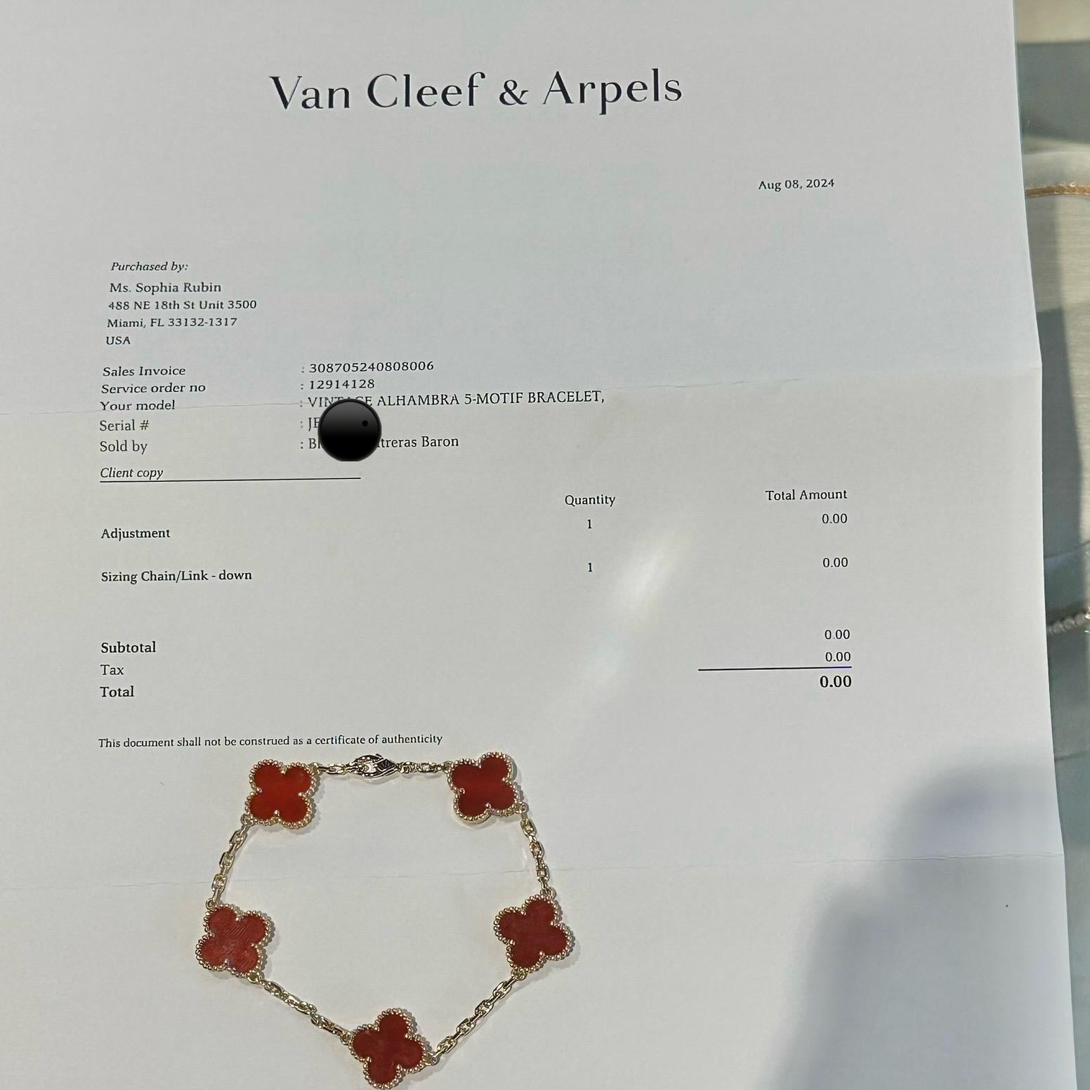Van Cleef & Arpels Vintage Alhambra Armband aus rotem Karneol mit 5 Motiven 2