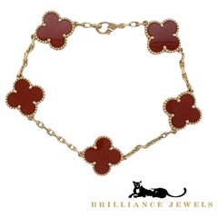 Van Cleef & Arpels Vintage Alhambra 5 Motif Red Carnelian Bracelet