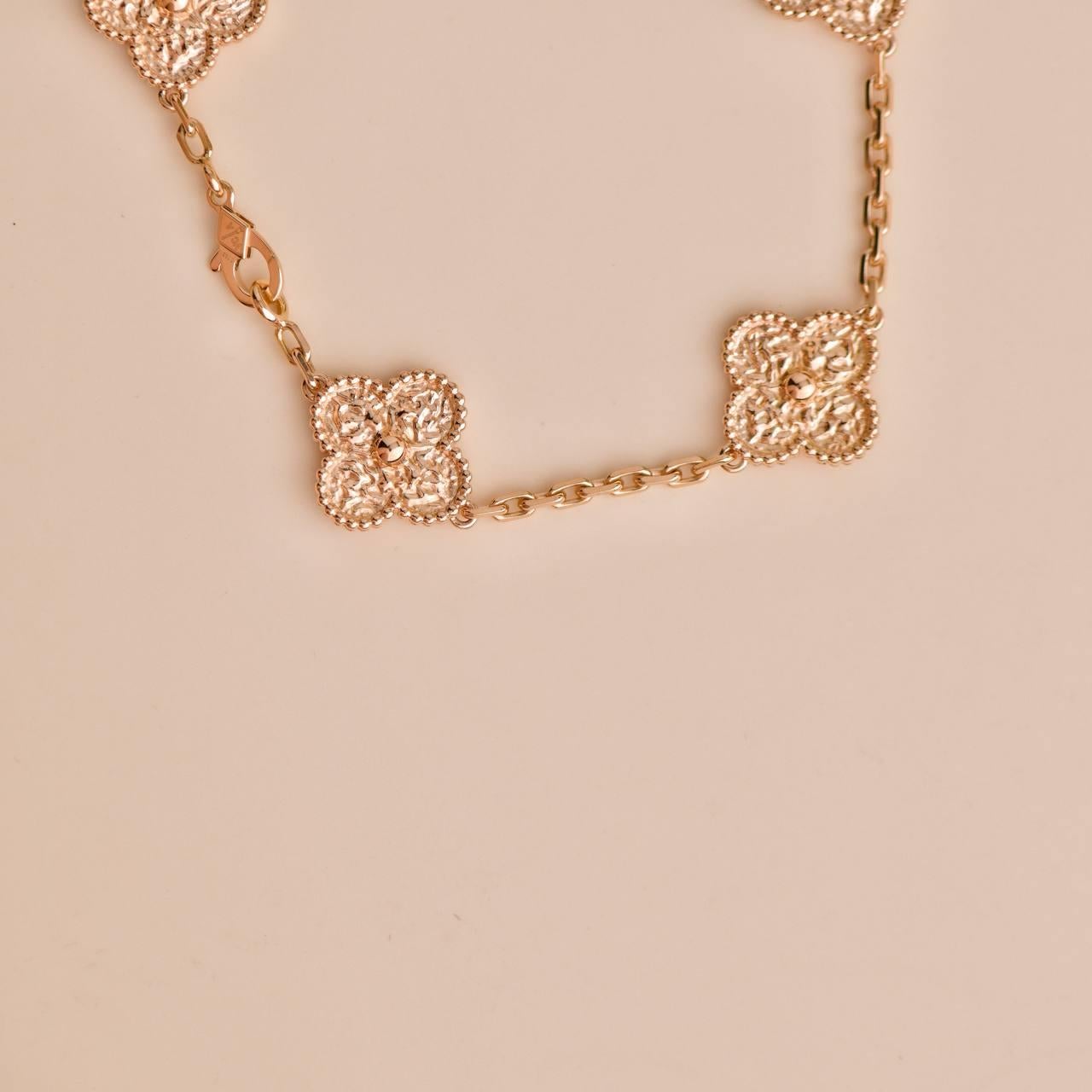 Van Cleef & Arpels Vintage Alhambra 5 Motifs 18K Rose Gold Bracelet 1