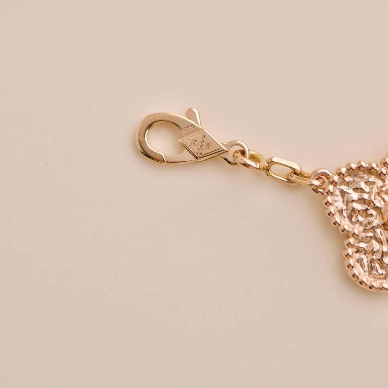 Van Cleef & Arpels Vintage Alhambra 5 Motifs 18K Rose Gold Bracelet 3