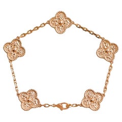 Van Cleef & Arpels Vintage Alhambra 5 Motifs 18K Rose Gold Bracelet