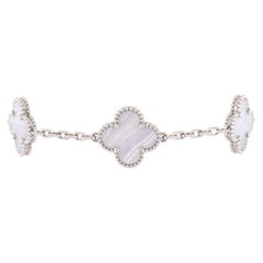 Van Cleef 
Arpels Vintage Alhambra 5 Motifs Bracelet 18K White Gold and
